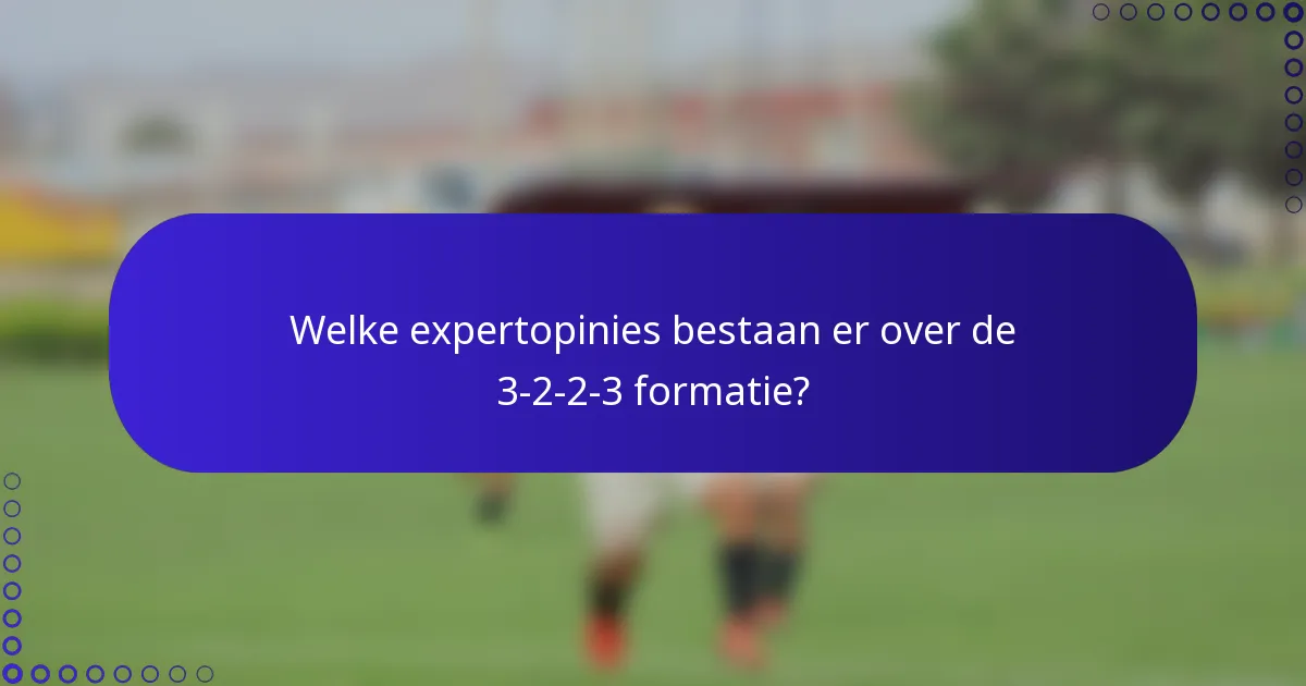 Welke expertopinies bestaan er over de 3-2-2-3 formatie?